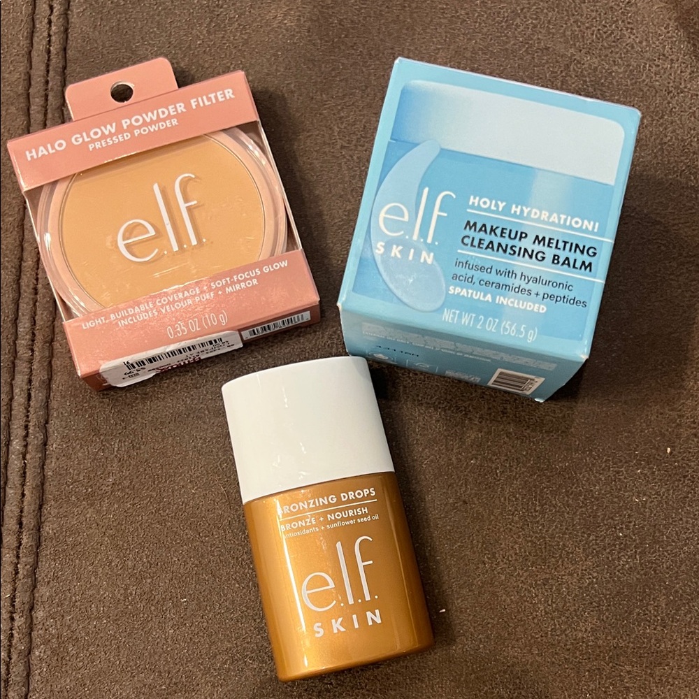 e.l.f Skincare Set - Bronzing drops, halo powder, melting cleansing balm